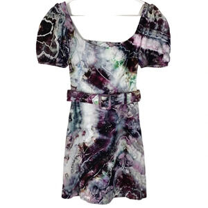 & Other Stories Linen Ice Tie Dye Dress Womens Size 2 / XS Purple Gray Handmade